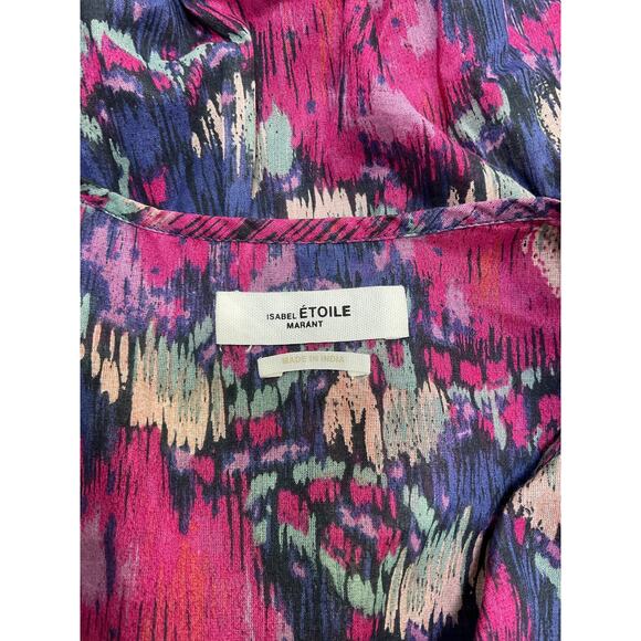 Isabel Marant �toile 'Miranda' Purple Floral Cropped Short Sleeve Top Size 36 - Picture 4 of 5